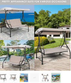 Outdoor Swing Hammock with Adjustable Tilt Canopy