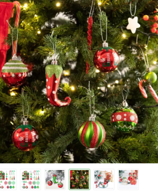 Christmas Tree Ornaments, 70 PC Shatterproof Plastic Christmas Ball Ornaments