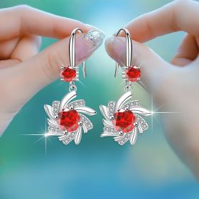 Elegant Waterdrop Zircon Blue Snowflake Earrings 18K Gold Plated Floral Ear Jewelry