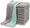 Kitchen Dish Cloth;  12 Pack Absorbent Coral Dishtowels Reusable Nonstick Oil Washable Cleaning Cloths Fast Drying - gray