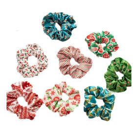8 Pcs Colorful Christmas Hair Scrunchies Winter Velvet Hair Band Ponytail Holder Elastics Hair Ties Hair Accessories