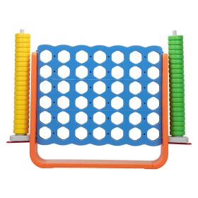 Jumbo 4-to-Score Game Set;  Giant Connect 4 with 42 Rings;  Indoor Outdoor Game Set for Kids and Adults - blue+orange+yellow+green