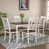 5-Piece Dining Table Set Home Kitchen Table and Chairs Wood Dining Set - Cherry - Solid Wood