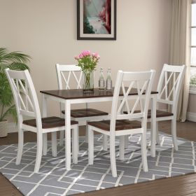 5-Piece Dining Table Set Home Kitchen Table and Chairs Wood Dining Set - Cherry - Solid Wood