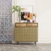 31.5'' Wide 2 Drawer Sideboard, Modern Furniture Decor, Made with Iron + Carbonized Bamboo, Easy Assembly - Gold