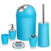 Bathroom Accessories Set 6 Pcs Bathroom Set Ensemble Complete Soap Dispenser Toothbrush Holder - Blue