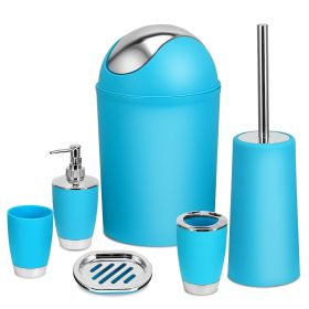 Bathroom Accessories Set 6 Pcs Bathroom Set Ensemble Complete Soap Dispenser Toothbrush Holder - Blue