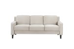 3 Seater Sofa Mid-Century Modern Sofa Velvet Beige