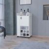 Allandale 1-Door Bar Cart with Wine Rack and Casters White