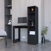 Peterson Computer Desk with 4-Tier Bookcase and 1-Door Cabinet White