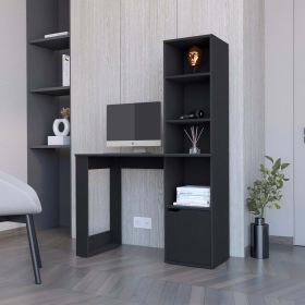 Peterson Computer Desk with 4-Tier Bookcase and 1-Door Cabinet White