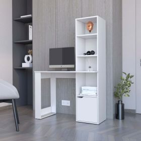 Peterson Computer Desk with 4-Tier Bookcase and 1-Door Cabinet Black