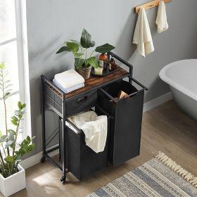 JHX Laundry Basket, Laundry Hamper with Drawer, 2 Laundry Sorter, with 2 Bags, 1 Storage Rack, (Rustic Brown,28.15''L*13''W*35.8''H)