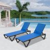 Patio Chaise Lounge Outdoor Aluminum Polypropylene Chair Poolside Sunbathing Chair with Adjustable Backrest for Beach,Yard,Balcony (Blue) - as Pic