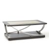 Transitional Cocktail Table - Sweeping Stainless Steel Legs, Antiqued Mirror Top - Classic with a Modern Twist, Statement Piece