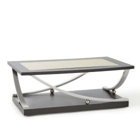 Transitional Cocktail Table - Sweeping Stainless Steel Legs, Antiqued Mirror Top - Classic with a Modern Twist, Statement Piece