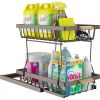 Under sink rack; 2nd floor bathroom; kitchen; pull-out metal shelf storage rack; black - as Pic