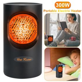 300W Portable Electric Heater Mini Heating Unit Fan Portable Floor Desktop Air Fan Heater - Black