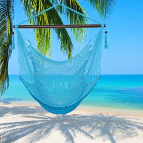 Caribbean Large Hammock Chair Swing Seat Hanging Chair with Tassels Tan  XH - Light Blue