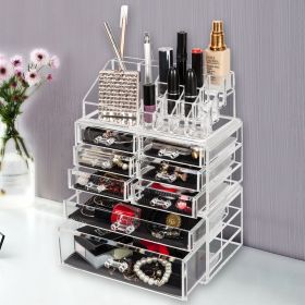 Plastic Cosmetics Storage Rack 4 Small Drawers and 3 Larger Drawers Transparent--YS