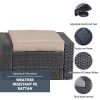 3 Piece Outdoor Ottomans with Glass Coffee Table - as Pic