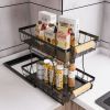Under sink rack; 2nd floor bathroom; kitchen; pull-out metal shelf storage rack; black - as Pic