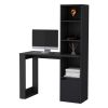 Peterson Computer Desk with 4-Tier Bookcase and 1-Door Cabinet White