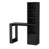 Peterson Computer Desk with 4-Tier Bookcase and 1-Door Cabinet White