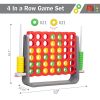 Jumbo 4-to-Score Game Set;  Giant Connect 4 with 42 Rings;  Indoor Outdoor Game Set for Kids and Adults - red+gray+yellow+green