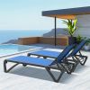Patio Chaise Lounge Outdoor Aluminum Polypropylene Chair Poolside Sunbathing Chair with Adjustable Backrest for Beach,Yard,Balcony (Blue) - as Pic