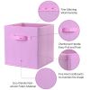 4 Pack Foldable Storage Cube Bins Cloths Closet Space Organizer Basket Shelves Box - Pink