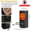 300W Portable Electric Heater Mini Heating Unit Fan Portable Floor Desktop Air Fan Heater - Black