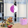 4 Pack Foldable Storage Cube Bins Cloths Closet Space Organizer Basket Shelves Box - Pink