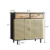 31.5'' Wide 2 Drawer Sideboard, Modern Furniture Decor, Made with Iron + Carbonized Bamboo, Easy Assembly - Gold