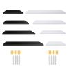 4pcs White Floating Wood Wall Shelves Storage Rack Bookcase for Kitchen Bathroom - Black