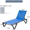 Patio Chaise Lounge Outdoor Aluminum Polypropylene Chair Poolside Sunbathing Chair with Adjustable Backrest for Beach,Yard,Balcony (Blue) - as Pic