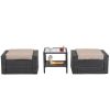3 Piece Outdoor Ottomans with Glass Coffee Table - as Pic