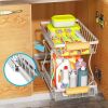 Under the sink Rack 2 Layer Bathroom Kitchen Pull-Out Metal Shelf Organizer White - White