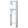 White 23 in. W Bathroom Space Saver Cabinet with 3 Fixed Shelves,over the Toilet Storage