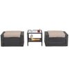 3 Piece Outdoor Ottomans with Glass Coffee Table - as Pic
