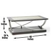 Transitional Cocktail Table - Sweeping Stainless Steel Legs, Antiqued Mirror Top - Classic with a Modern Twist, Statement Piece