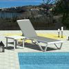 Patio Chaise Lounge Adjustable Aluminum Pool Lounge Chairs with Arm All Weather Pool Chairs for Outside,in-Pool,Lawn (Gray Lounge W/Table) - as Pic