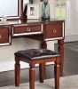 Luxurious Majestic Classic Cherry Color Vanity Set w Stool 3- Storage Drawers 1pc Bedroom Furniture Set Tri-Fold Mirror