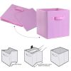 4 Pack Foldable Storage Cube Bins Cloths Closet Space Organizer Basket Shelves Box - Pink