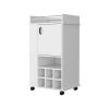 Allandale 1-Door Bar Cart with Wine Rack and Casters White