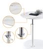 Orbit End Table with Height Adjustable White Marble Textured Top