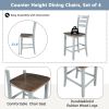 Farmhouse Wood Counter Height 5-Piece Dining Table Set with Drop Leaf, Kitchen Set with Wine Rack and Drawers for Small Places - Cherry - Solid Wood