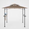 8x 5 FT Grill Gazebo Grill Canopy Double Tiered BBQ Gazebo Outdoor BBQ Canopy - khaki