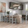 Farmhouse Wood Counter Height 5-Piece Dining Table Set with Drop Leaf, Kitchen Set with Wine Rack and Drawers for Small Places - Cherry - Solid Wood