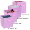 4 Pack Foldable Storage Cube Bins Cloths Closet Space Organizer Basket Shelves Box - Pink